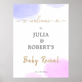 ピンクと青の水色の金ゴールドスクリプト性別の表示 ポスター