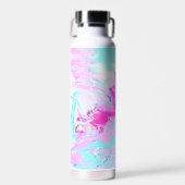 ピンクと青の波状抽象芸術 ウォーターボトル (正面)
