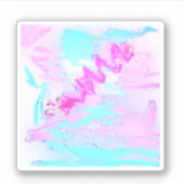 ピンクと青の波状抽象芸術 シール (正面)