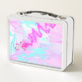 ピンクと青の波状抽象芸術 メタルランチボックス (裏面)
