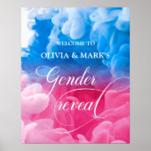 ピンクと青の煙のジェンダーがウェルカムサインを明らかにする ポスター (正面)