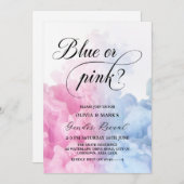ピンクと青の煙のジェンダーの明け 招待状 (正面/裏面)