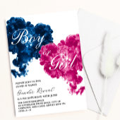 ピンクと青の煙のハートベビー性別の表示 招待状