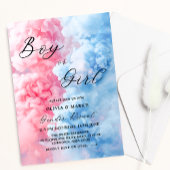 ピンクと青の煙の男の子または女の子のジェンダーが明らかにする 招待状