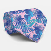 ピンクと青の熱帯地方のパーソナライズされた葉 ネクタイ (ロール)