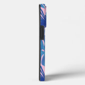 ピンクと青の熱帯地方のパーソナライズされた葉 Case-Mate iPhoneケース (裏面 / 右)