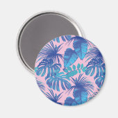 ピンクと青の熱帯葉パーソナライズされた群 マグネット (正面/裏面)