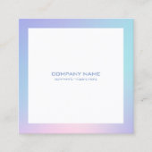 ピンクと青の白グラデーション縁どの背景 スクエア名刺 (正面)