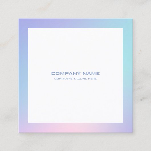 ピンクと青の白グラデーション縁どの背景 スクエア名刺 (正面)
