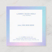 ピンクと青の白グラデーション縁どの背景 スクエア名刺 (裏面)