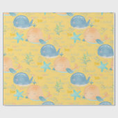 ピンクと青の眠れるクジラの赤ちゃんシャワー ラッピングペーパー (フラット)