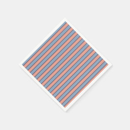 ピンクと青の線のストライプパターン スタンダードカクテルナプキン