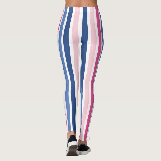 ピンクと青の縦ストライプ列 レギンス (裏面)