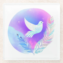 ピンクと青の羽を持つ白い鳩