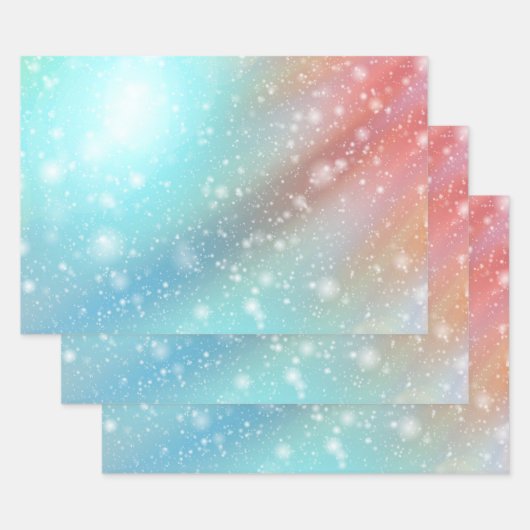 ピンクと青の背景 ラッピングペーパーシート (セット)