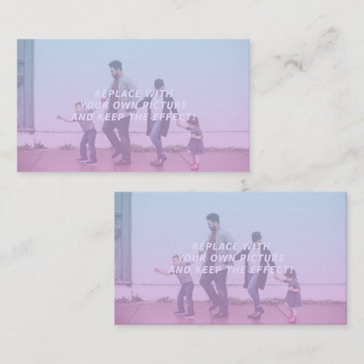 ピンクと青の色あせたグラデーション効果のカスタマイズ可能 名刺 (正面/裏面)