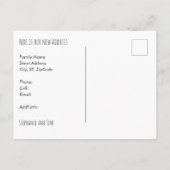 ピンクと青の花の新しいアドレスのお知らせ ポストカード (裏面)