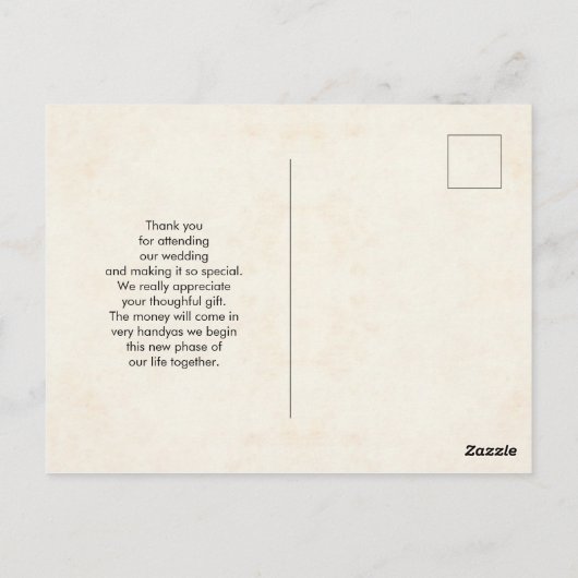 ピンクと青の花の枠ファンシーが結婚ありがとう ポストカード (裏面)