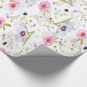 ピンクと青の花の模様 ラッピングペーパー (角)