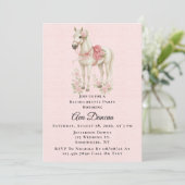 ピンクと青の花の馬のバチェロレッテ 招待状 (スタンド正面)