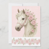 ピンクと青の花の馬のバチェロレッテ 招待状 (裏面)