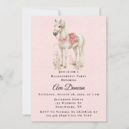 ピンクと青の花の馬のバチェロレッテ 招待状