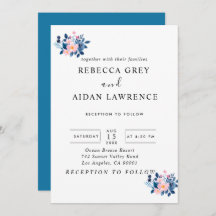 ピンクと青の花束の素朴な水彩画