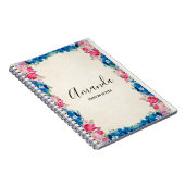 ピンクと青の花枠ファンシー ノートブック (右側)