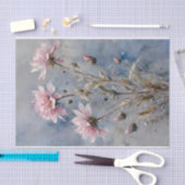 ピンクと青の花水色の切り離し 薄葉紙 (クラフト)