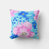 ピンクと青の花 クッション (正面)