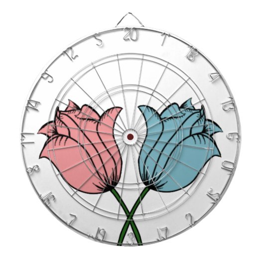 ピンクと青の花 ダーツボード (正面)