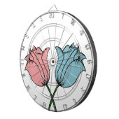 ピンクと青の花 ダーツボード (正面右)