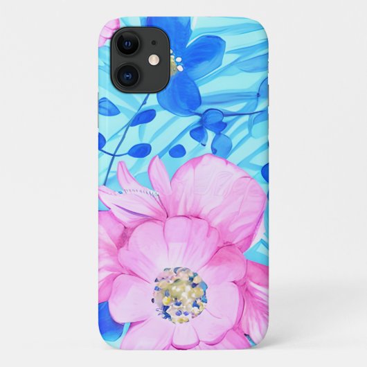 ピンクと青の花iPhone / iPadケース Case-Mate iPhoneケース (裏面)