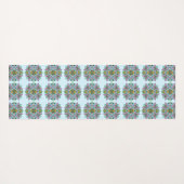 ピンクと青の蝶と花マンダラ ヨガマット (裏面(横))