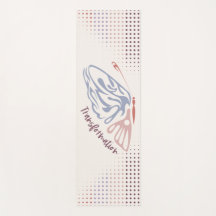 ピンクと青の蝶の変換ヨガマット