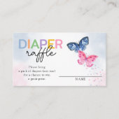 ピンクと青の蝶ツインズおむつラッフル エンクロージャーカード (正面)