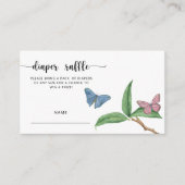 ピンクと青の蝶 – おむつラッフルチケット エンクロージャーカード (正面)