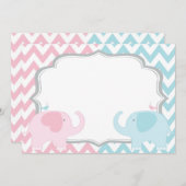 ピンクと青の象のシボロン性別が明らかになる 招待状 (正面/裏面)