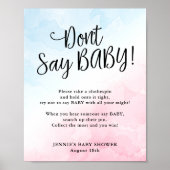 ピンクと青の赤ちゃんシャワー言わないベビーゲーム ポスター (正面)