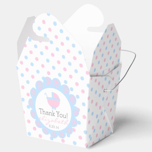 ピンクと青の赤ちゃんシャワー フェイバーボックス (オープン)