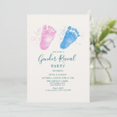 ピンクと青の足跡ジェンダー表示パーティー 招待状 (スタンド正面)