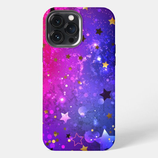 ピンクと青の輝く背景 iPhoneケース (裏面)