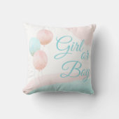 ピンクと青の風船の少年または少女の性別が明らかになる クッション (正面)