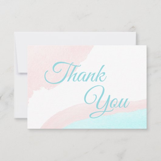 ピンクと青の風船の少年または少女の性別が明らかになる サンキューカード (正面)