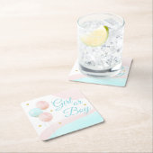 ピンクと青の風船の少年または少女の性別が明らかになる スクエアペーパーコースター (インサイチュ)