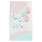ピンクと青の風船の少年または少女の性別が明らかになる スモールペーパーバッグ (裏面)
