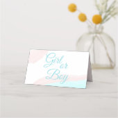 ピンクと青の風船の少年または少女の性別が明らかになる プレイスカード (裏面)