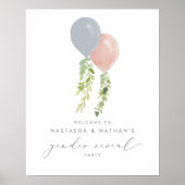 ピンクと青の風船の性別が歓迎を示す ポスター (正面)