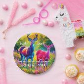 ピンクと青の鹿の性別の表示 ペーパープレート (パーティー)