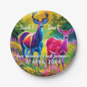 ピンクと青の鹿の性別の表示 ペーパープレート (正面)
